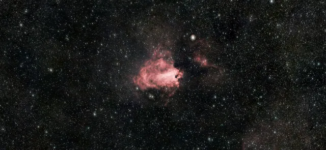 Omega Nebula (M17 / NGC 6618 / Sh2-45), a nebula 5,500 light-years from Earth, photographed from Edinburgh with a Dwarf 3 smart telescope